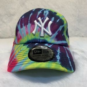 New Era New York Yankees Tie Dye Baseball Cap Hat Purple Yellow Adjustable New